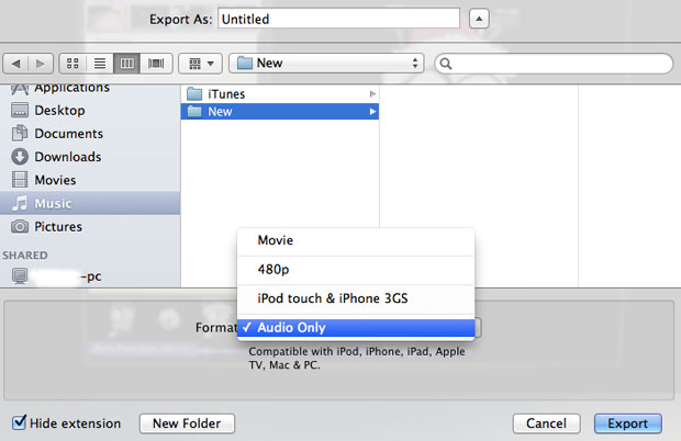 Convert video to audio with QuickTime for Mac