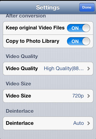 Video Converter App Settings